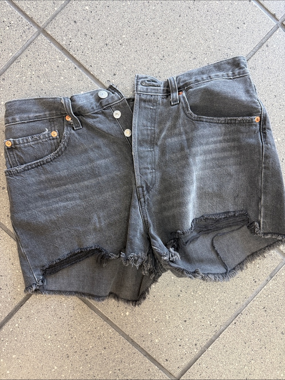 Levi's Women's Black Distressed Button-Fly Jean Shorts
